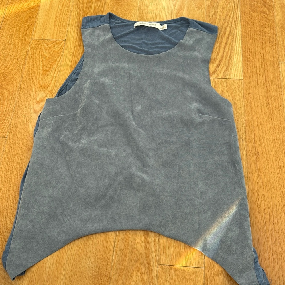 Light blue suede-like tank top, size small